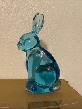 Silvestri Blue Glass Rabbit Figurine - Decorative Home Art